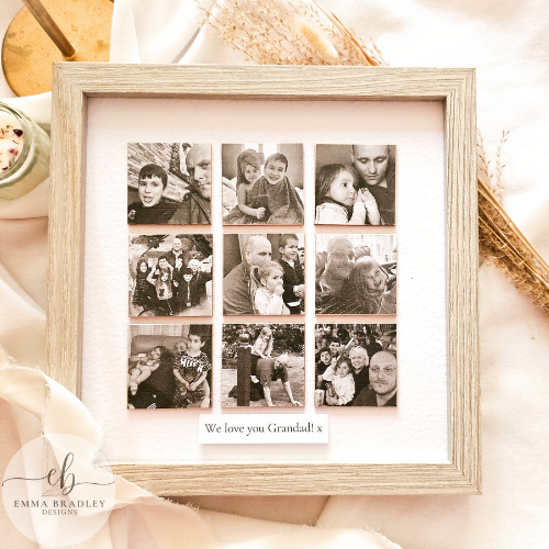 9 X Wooden Square Personalised Photo
