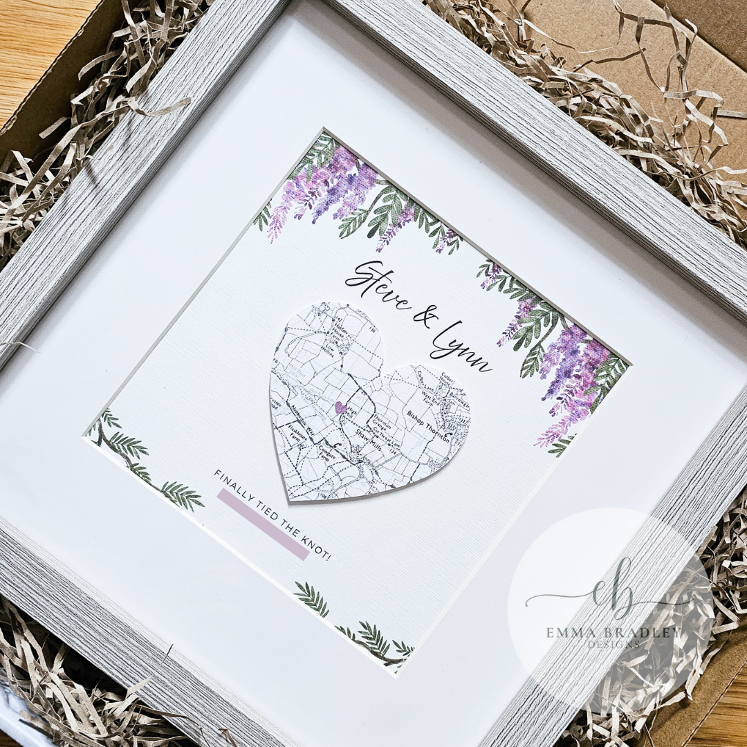 Custom Unique Heart Map Frame