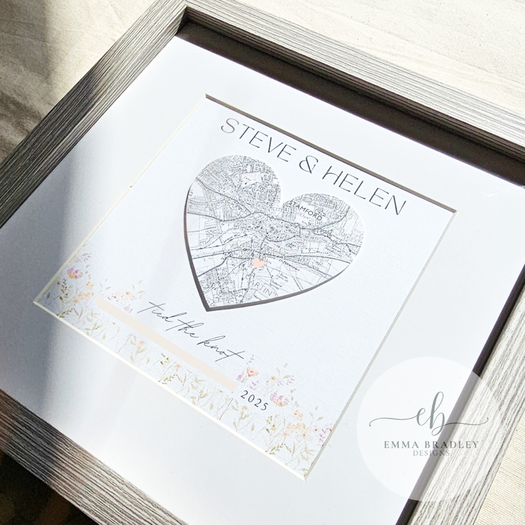 Custom Unique Heart Map Frame