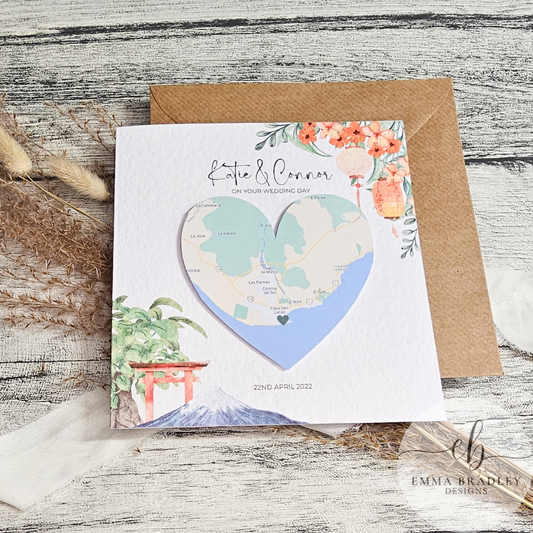 Japan, China, Hong Kong Heart Location Map