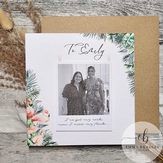 Bridesmaid Wedding Flamingo 3D Polaroid Card
