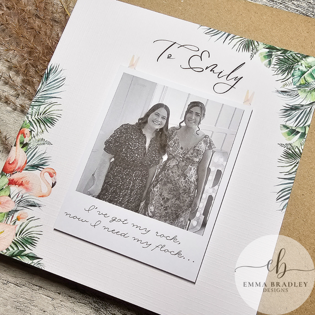 Bridesmaid Wedding Flamingo 3D Polaroid Card