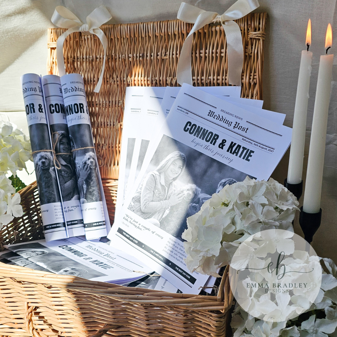 A4 Black and White Personalised Newspaper, Perfect for Weddings