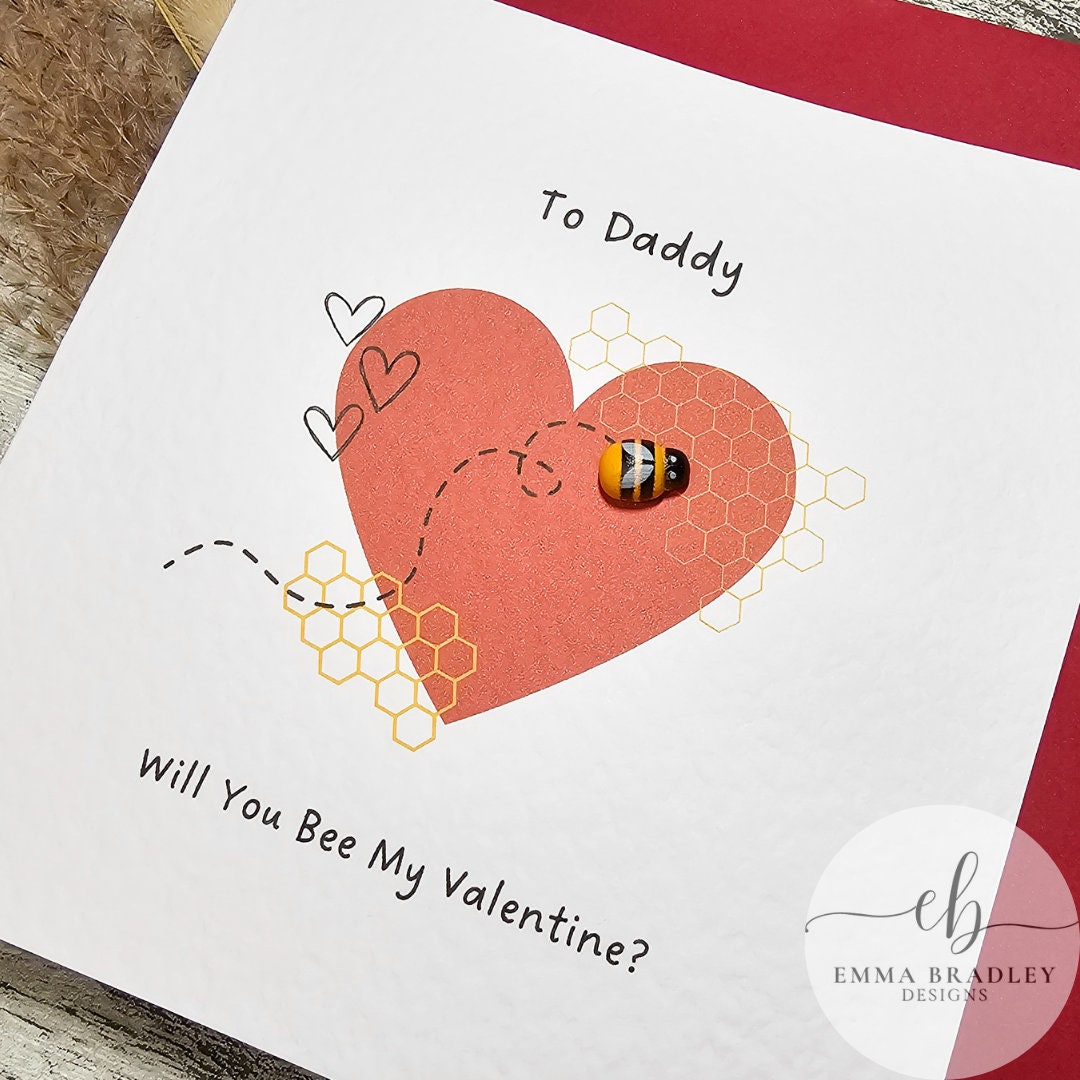 VALENTINE'S DAY Anniversary Wedding Engagement 'Will You Bee My Valentine' with Red Pink OR Brown Envelope & Option Wax Seal