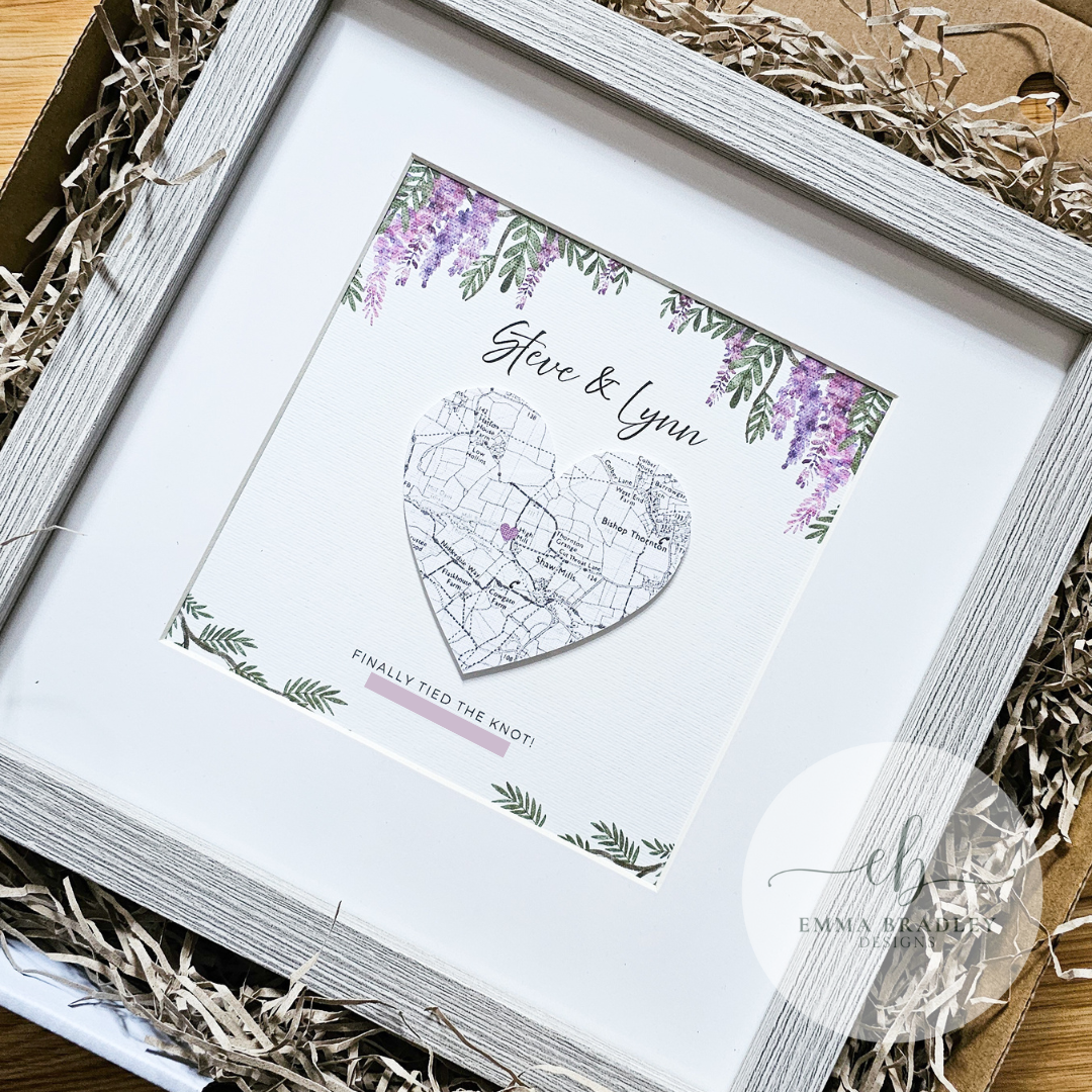 Custom Unique Heart Map Frame