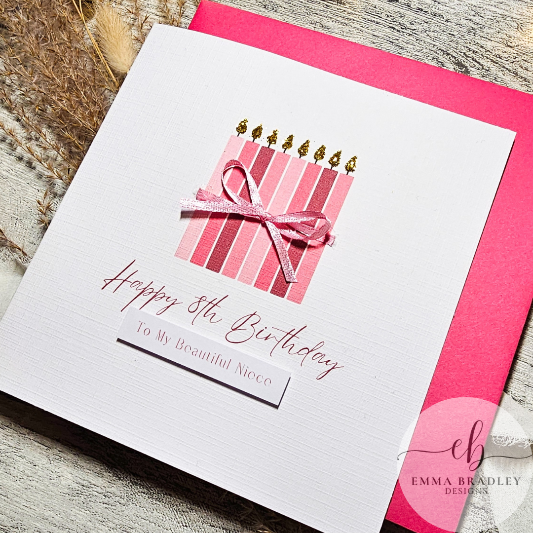 Pink Glitter Candle Birthday Card