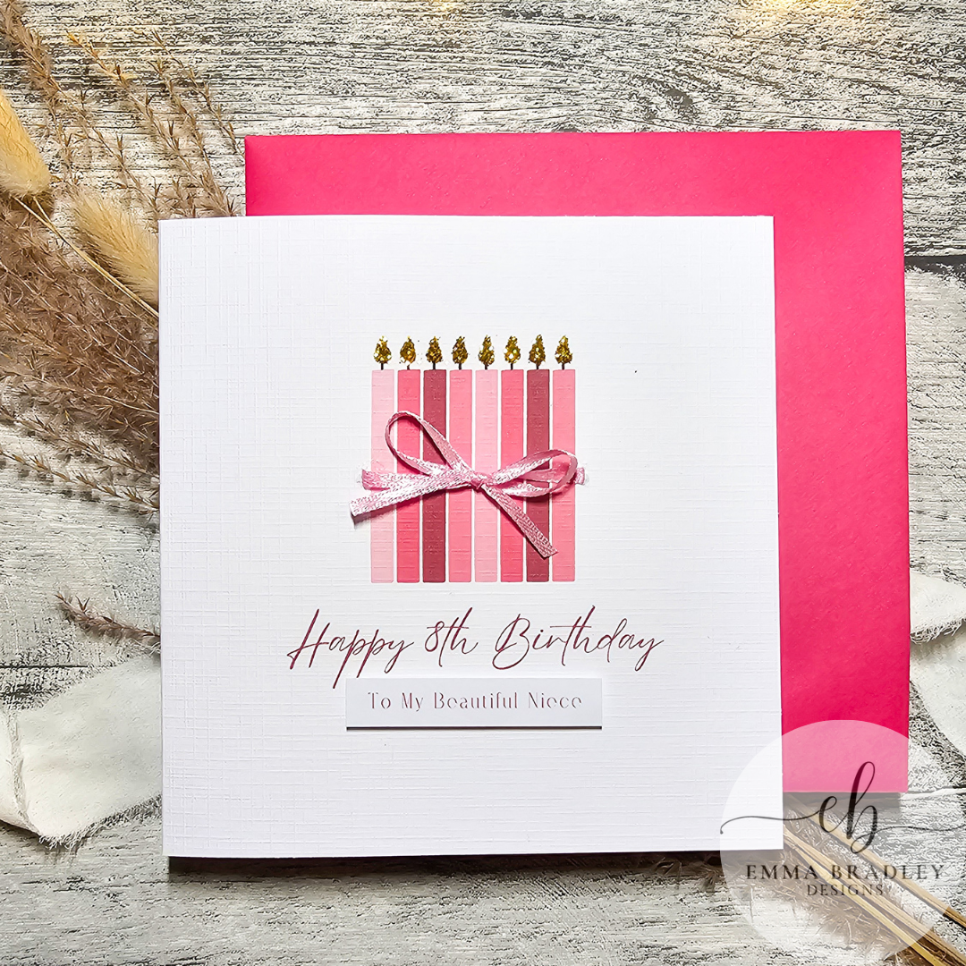 Pink Glitter Candle Birthday Card