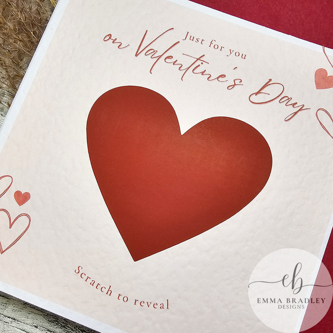 VALENTINE'S DAY Anniversary Wedding Engagement Secret Surprise Message Scratch Heart Card with Red Pink OR Brown Envelope & Option Wax Seal